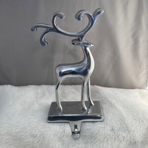 Silver Reindeer Stocking Holder